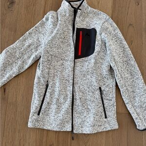 Gray Full-Zip fleece with Black and Red Accents